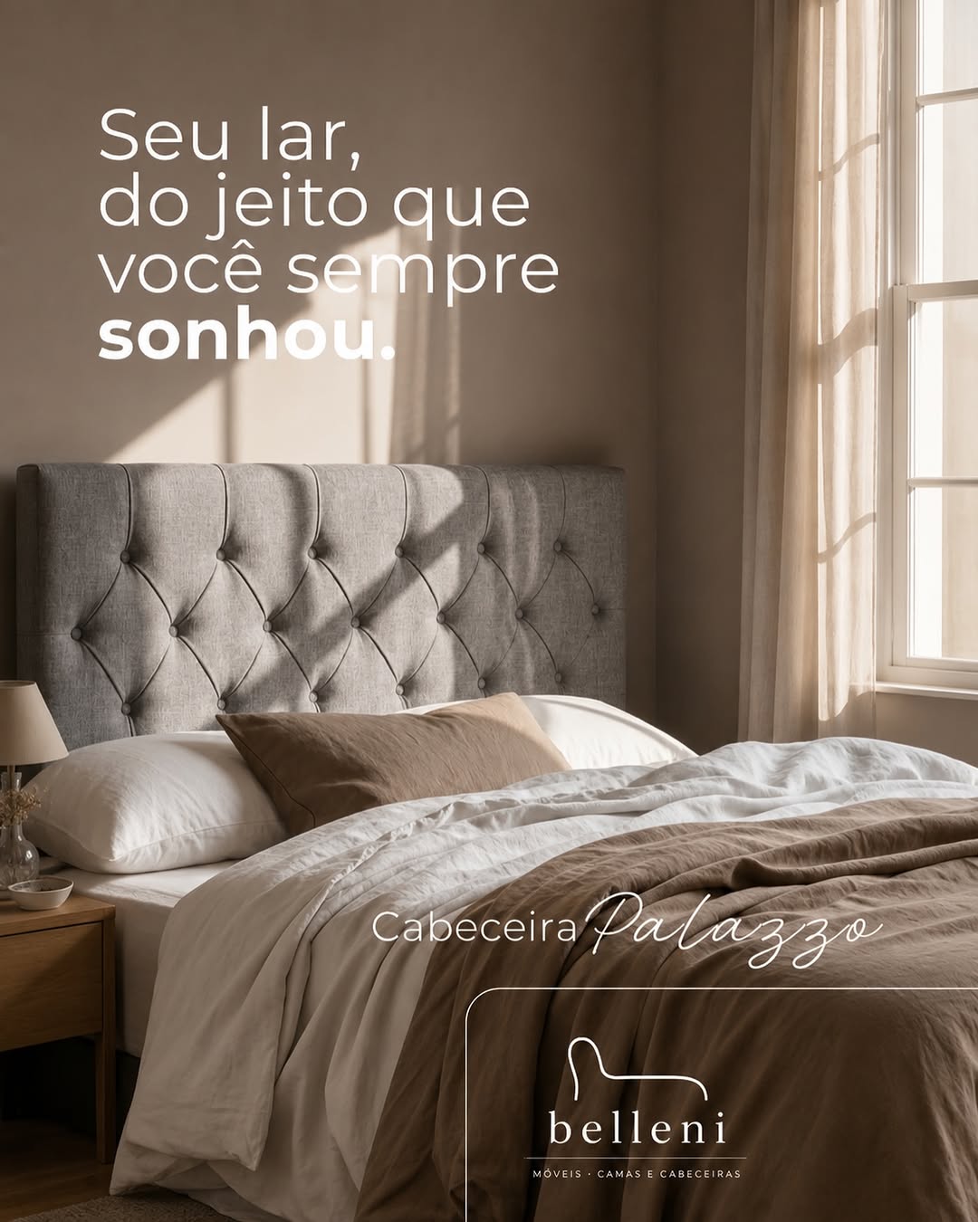 Quarto aconchegante com cama e cabeceira Belleni